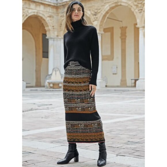 Peruvian Connection Casablanca Pima Jacquard Knit Column Skirt - Picture 2 of 8